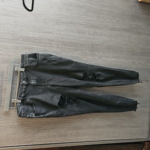 Maurices High Rise Distressed Black Jeans XL Reg